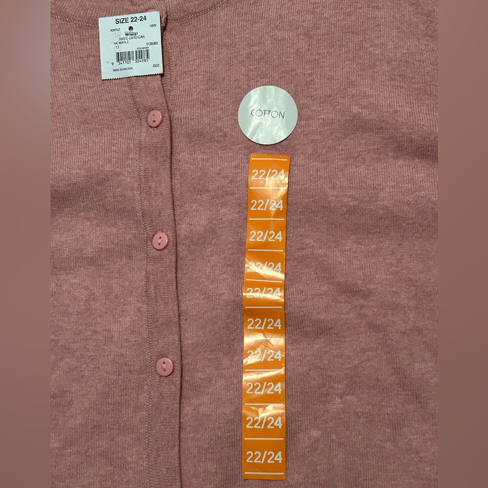 NWT 100% Cotton Clothing & Co Pink Cardigan Button Lightweight Plus Size 22/24 - Picture 5 of 7